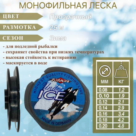 Леска MIKADO Under Ice 0.12 25м