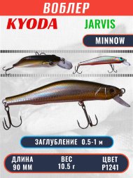 Воблер KYODA JARVIS MINNOW-90SR, длина 9,0 см, вес 10.5 гр цвет P1241, заглубление 0,5-1,0м.