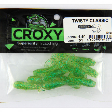 Приманка силиконовая CROXY TWISTY CLASSIC 1,6&#039;&#039; цвет 01 уп/10шт