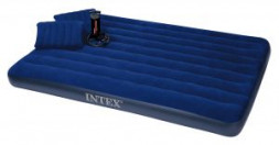 Кровать Intex Classic Downy 152*203*22см флок, синий,2 подушки,насос 68765