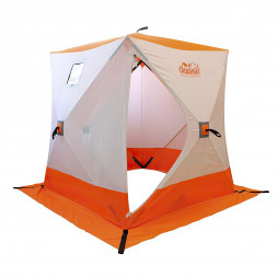 Палатка зимняя куб СЛЕДОПЫТ 1,8 х1,8 м, Oxford 240D PU 2000, 3-местная, цв. бело-оранж.