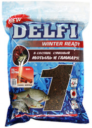 Прикормка DELFI зимняя Ice Ready увлажненная лещ + плотва конопля, зеленая, 500 г